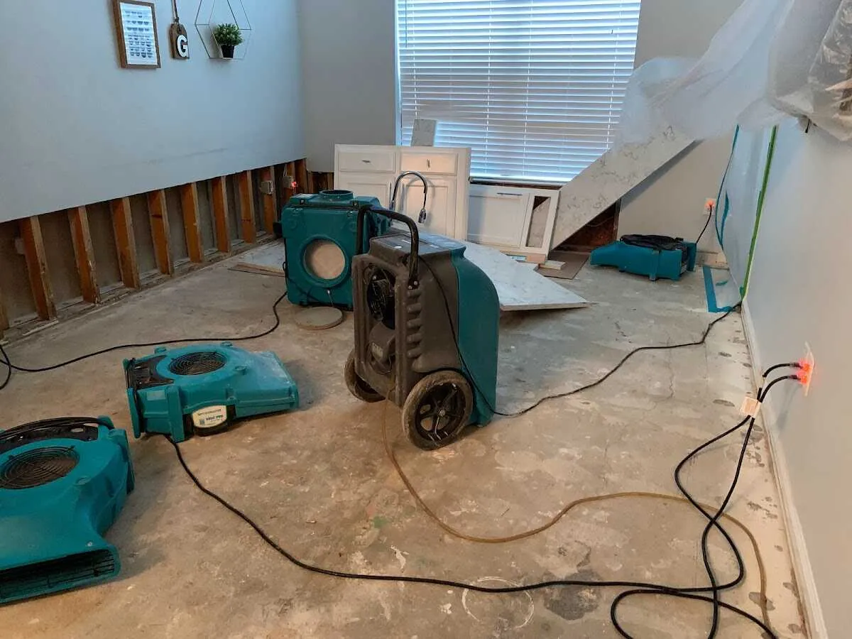 Dehumidifier in flood-cut room for Water Damage Restoration in West Windsor